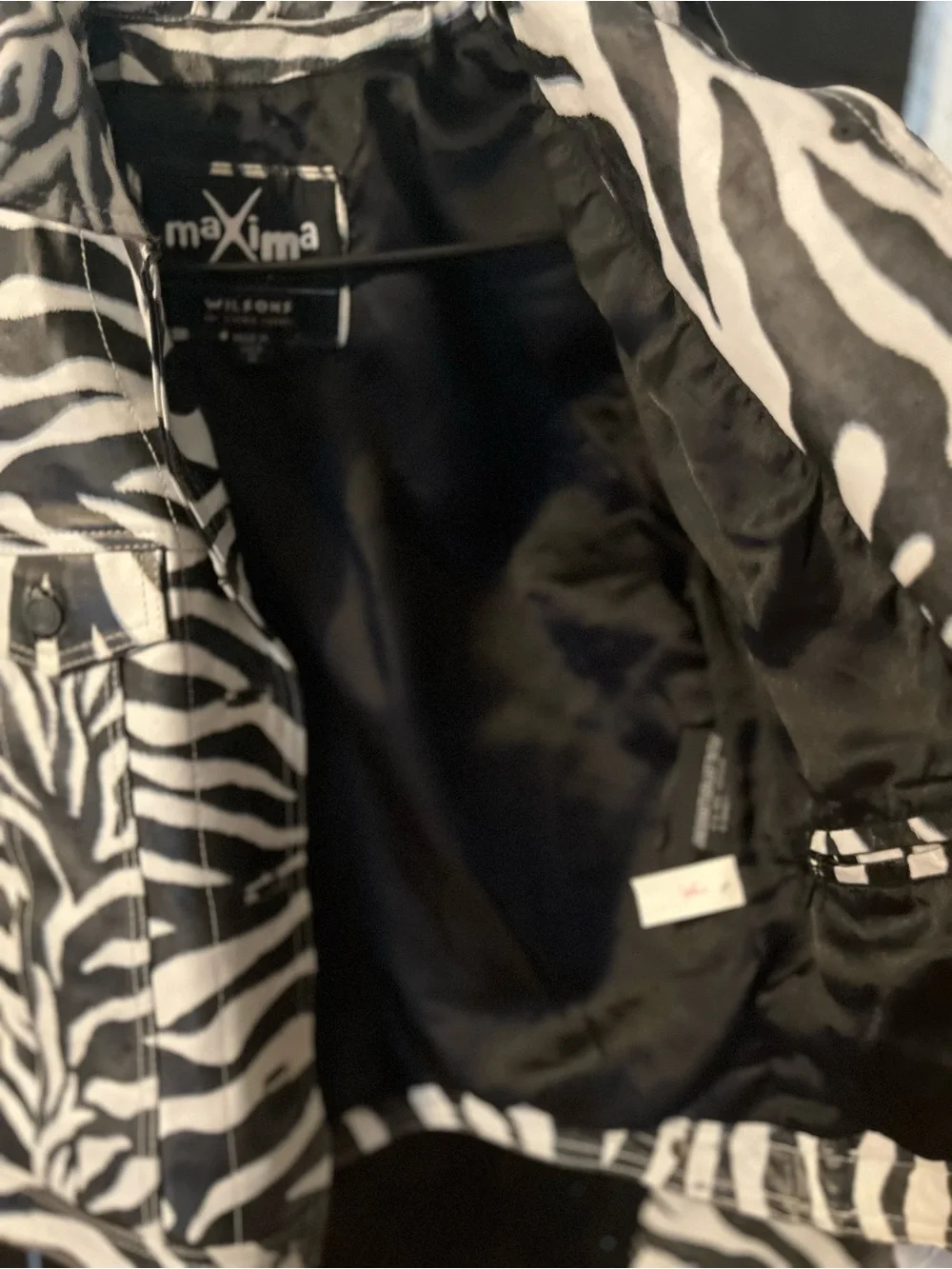 Wilson’s Leather Women’s  Black & White Zebra Print Jean Jacket